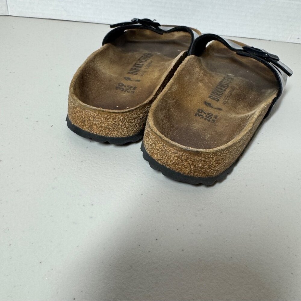 Birkenstock Madrid Black Patent Leather Sandals Women’s Slip On Size 39 - Picture 7 of 14